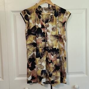 Spence Women's Multi-Colored Floral Top Size SM Watercolor Y2K Girlhood Fairy